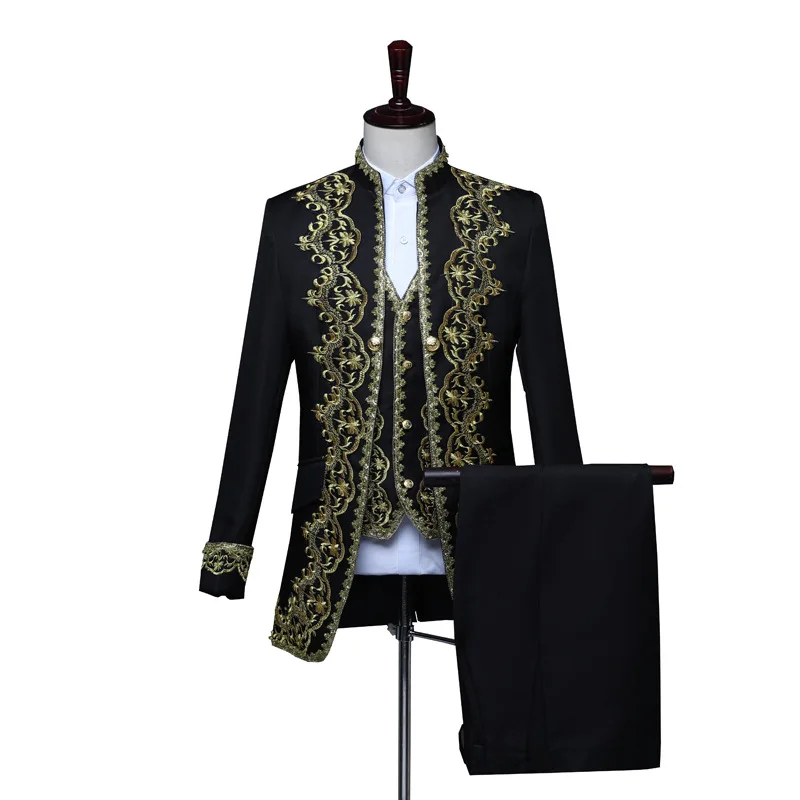 Image de Costume Smoking Vintage Homme 3 Pièces Or & Noir