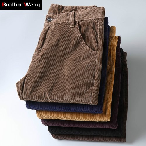Bild von 6 farben männer Dicke Cord Casual Hosen 2023 Winter Neue Stil Business-Mode Stretch Regular Fit Hosen Männliche Marke kleidung