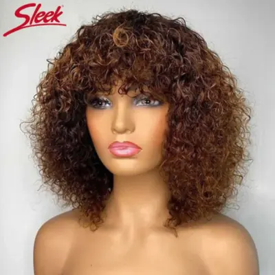 Image de Perruque Pixie Bob Blonde Miel - Cheveux Humains Bouclés