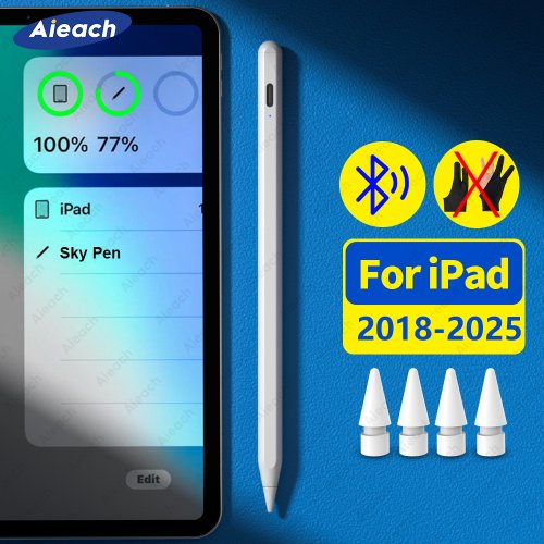 Immagine di Stilo Bluetooth per iPad 2018-2025 - Penna Digitale Compatibile con Apple Pencil 2, Rilevamento Inclinazione e Reiezione Palmo, Ideale per Scrivere e Disegnare