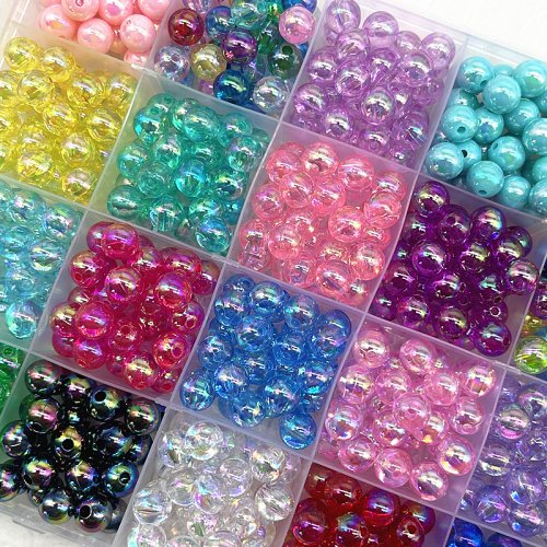 Afbeelding van 50 stuks 8mm gemengde kleur AB ronde acryl losse spacer kralen voor sieraden maken – DIY handgemaakte armbanden en accessoires