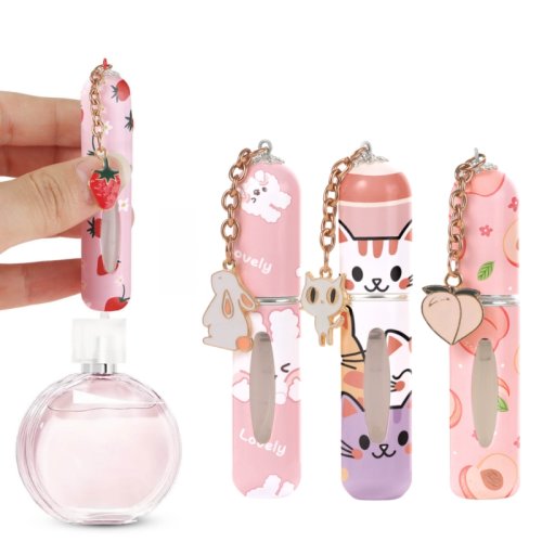 Afbeelding van Hervulbare 5 ml Spuitfles met Bloempatroon - Schattige Mini Parfumfles met Hanger voor Natuurlijke Geuren