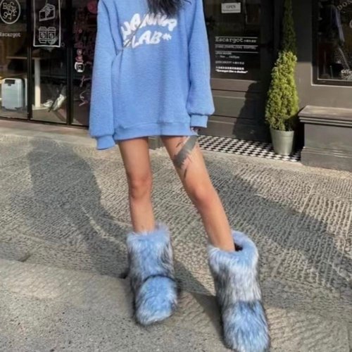 Imagen de Botas de Nieve Calientes para Mujer - Estilo Invernal con Felpa y Plataforma