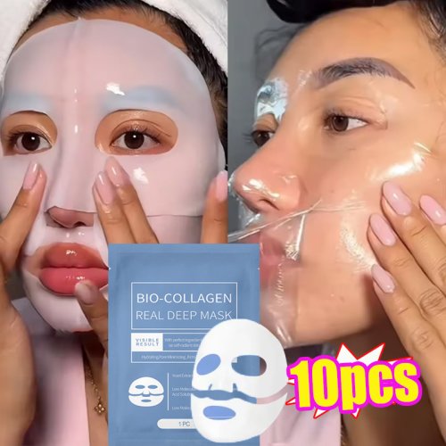 Image of Natural Bio-Collagen Face Mask Set – Anti-Wrinkle, Fine Line Reduction, Skin Firming & Brightening for Youthful Glow