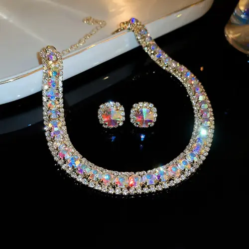 Image de Collier & Boucles d'oreilles Cristal - Ensemble de Mariée Luxe