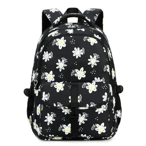 Image de Sac à dos violet fleuri pour filles, grand volume, école primaire et collège