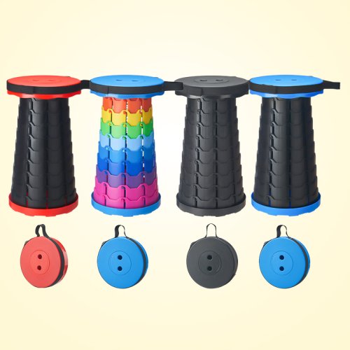Image of Compact Lightweight Portable Folding Stool with Telescopic Design – Ideal for Subway Queuing, Outdoor Camping, Fishing, and More – Includes Carry Bag