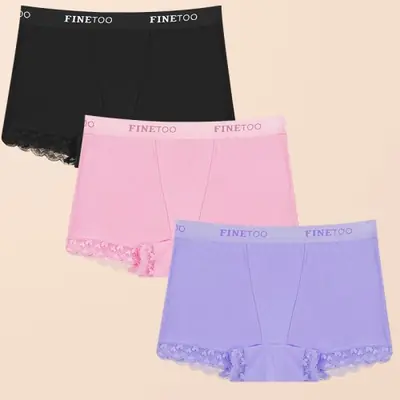 Image de 3 Culottes Dentelle Coton Sans Couture - Confort & Élégance