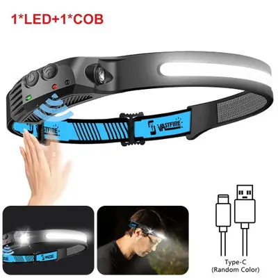 Image de Lampe Frontale LED Rechargeable avec Capteur - Idéale pour la Pêche et l'Extérieur