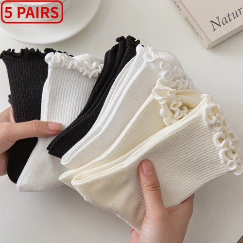 Image de Lot de 5 Paires de Chaussettes Femmes à Volants - Coton Respirant