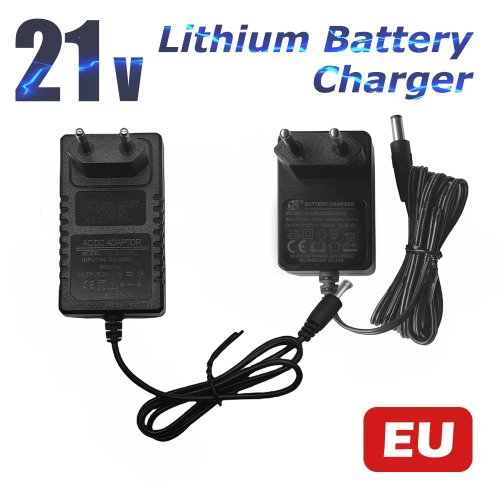 Immagine di Caricabatteria Litio 21V 1A per Trapano Elettrico 18V con Adattatore Intelligente e Spina UE/USA – Ricarica Rapida e Sicura
