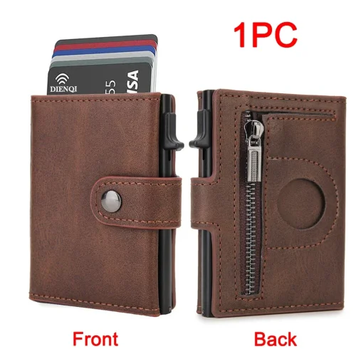Imagen de Tarjetero Rfid para hombre, billeteras delgadas de lujo para Airtag Air Tag Tracker, monedero minimalista, elección de regalos para el día del padre