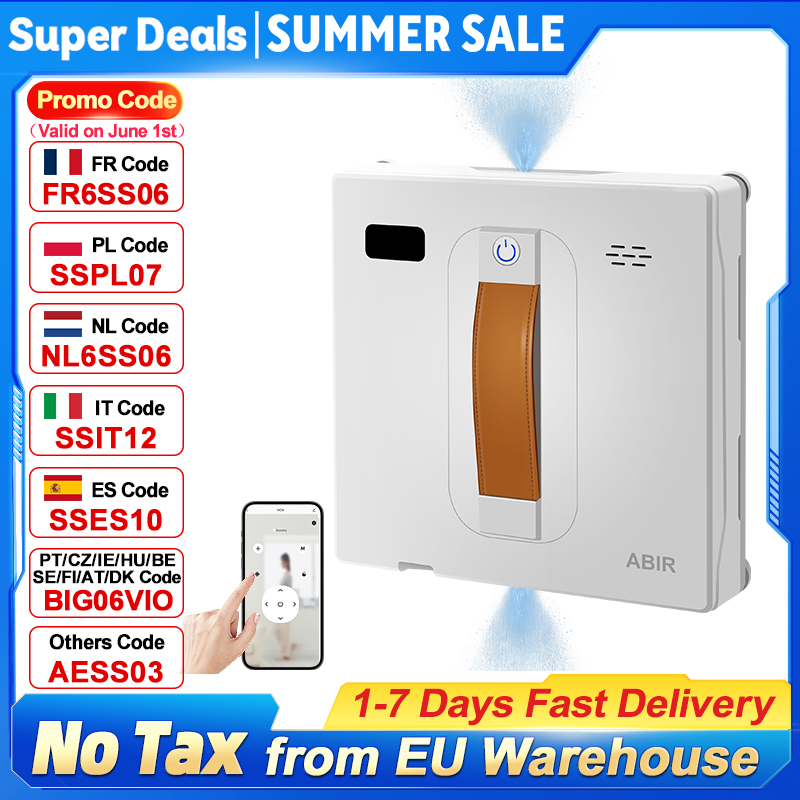 Image of Robot Window Vacuum Cleaner ABIR WD8, Dual Water Spray, AI intelligent Wipping, Updated Laser,Smart Home Glass Wall Washing