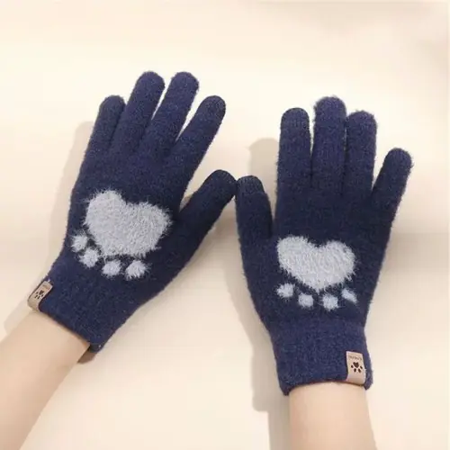 Image de Gants Hiver Chauds à Patte de Chat - Écran Tactile & Doux