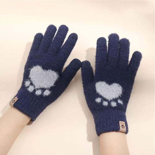 Afbeelding van Winter Cat Paw Handschoenen Warme Wanten Mode Mobiele Telefoon Touchscreen Gebreide Handschoenen Dik...