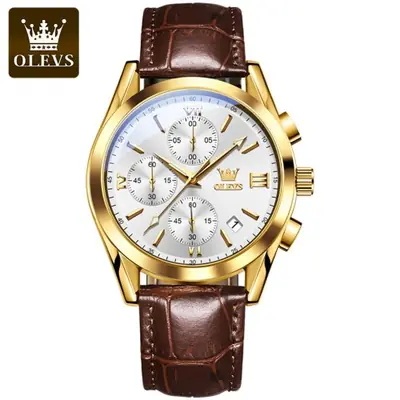 Image de Montre Homme Mode Cuir Marron - Élégante & Sportive