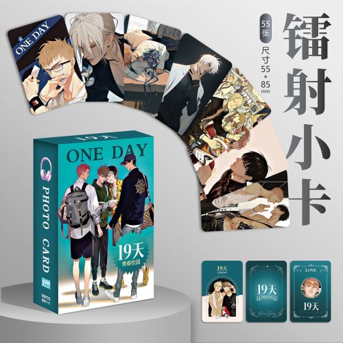 Zdjęcie Zestaw 55 kartek Lomo HD z postaciami z chińskiego BL Manhwa '19 Dni' – Mo Guanshan, He Tian, idealny prezent dla fanów komiksów i anime