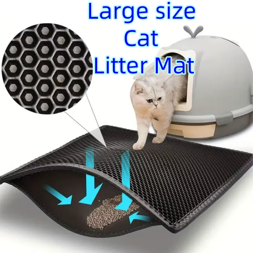 Image of Premium Waterproof Double-Layer Cat Litter Mat with Advanced Clumping Trap Design for Odor-Free, Easy-Clean Pet Box Maintenance