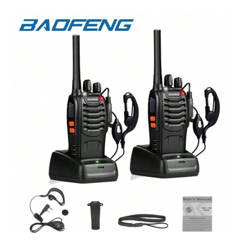 Imagen de Walkie Talkie Baofeng BF-88E Inalámbrico de Mano con 16 Canales UHF, Frecuencia 446.00625 - 446.19375 MHz, Separación de 12.5 kHz, Cargador USB Incluido - Pack de 2 Unidades