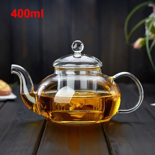 Immagine di Teiera in vetro addensato resistente al calore filtrabile da 400 ml/1000 ml Teiera per fiori in vetr...