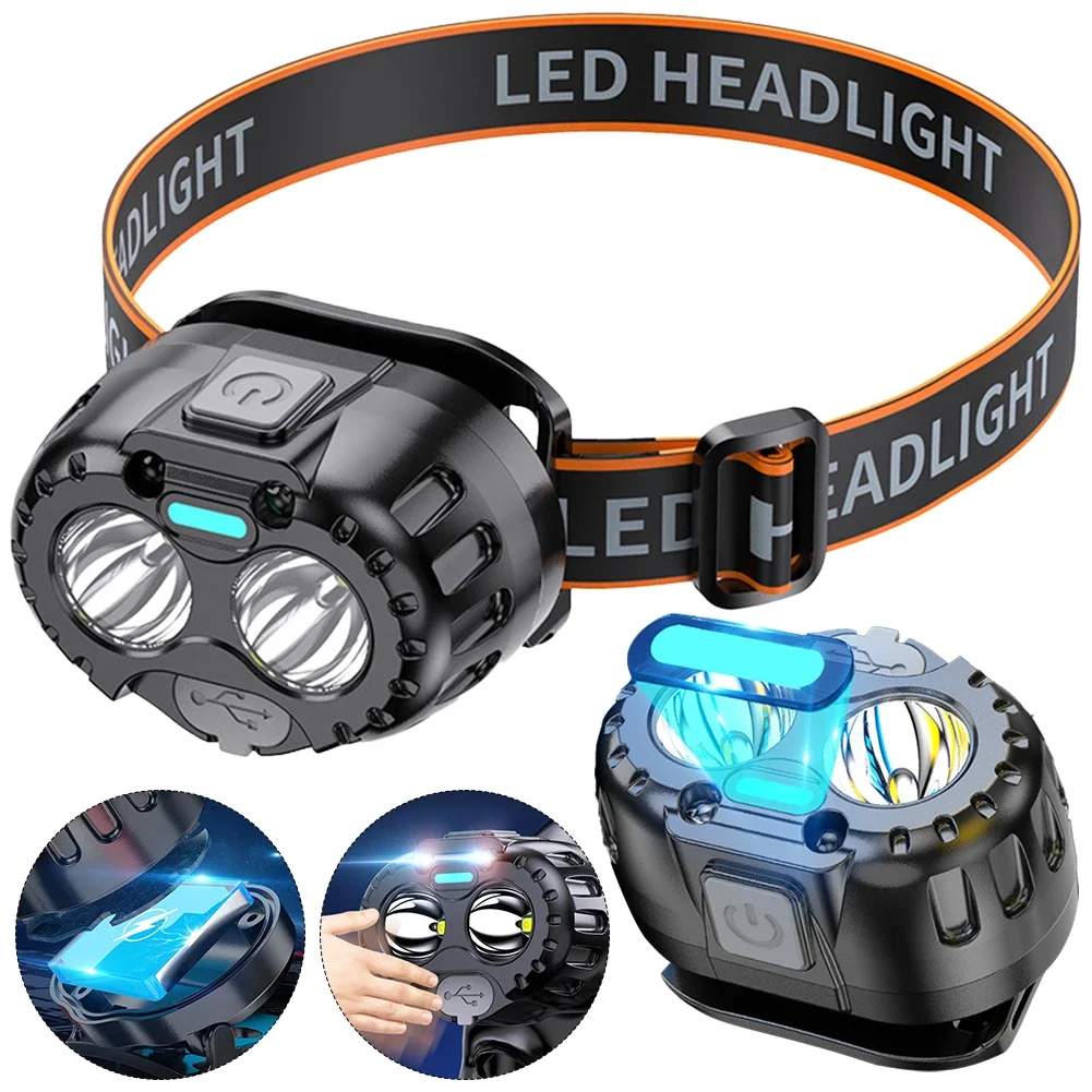 Immagine di Lampada Frontale LED Potente IPX4 con 250 Lumen e Batteria da 500mAh – Torcia Frontale Impermeabile per Pesca, Escursionismo e Campeggio all'Aperto