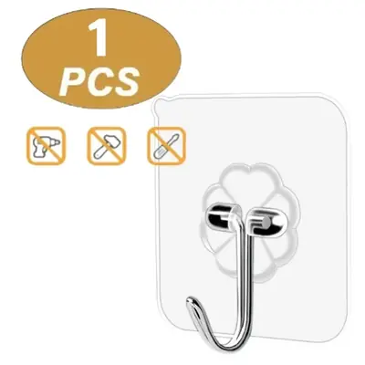 Image de Crochets Muraux Transparent Auto-Adhésifs - Support Lourd pour Cuisine & Salle de Bain