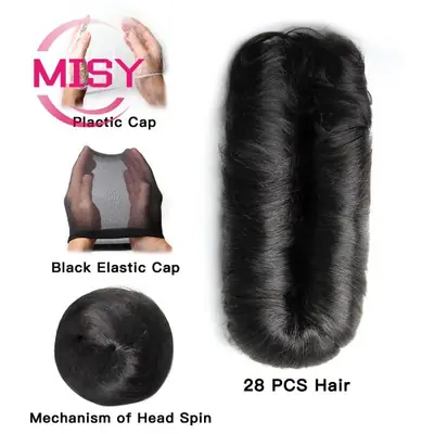 Image de Extensions Cheveux Bouclés Brésiliens Courts Style Bob - Lot de 28 Pièces