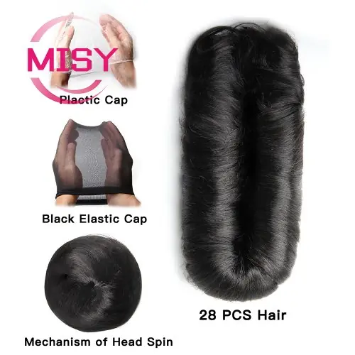 Image de Extensions Cheveux Bouclés Brésiliens Courts Style Bob - Lot de 28 Pièces