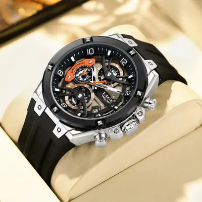 Image de Montre Homme Sportive Étanche avec Chronographe et Bracelet Silicone