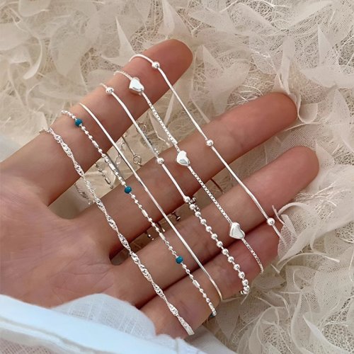 Imagen de Pulsera de Plata 925 con Cuentas de Amor - Joyería Coreana Finamente Diseñada