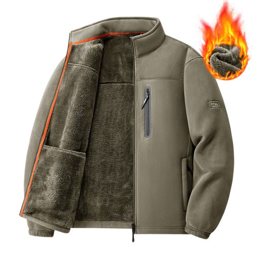 Immagine di Giacca in Pile da Uomo Autunno-Inverno – Modello Caldo e Resistente con Isolamento Extra, Cappotto Casual in Polare Ispessito per l'Esterno