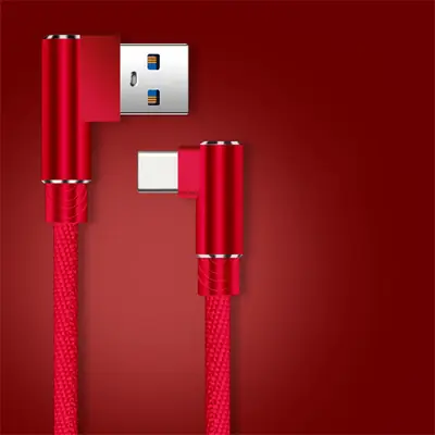 Image de Câble USB-C Tissé 40W Charge Rapide 90°