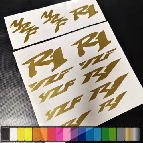 Immagine di Adesivi Decorativi per Serbatoio e Carenatura Anteriore Yamaha YZF-R1 1998-2024 - Grafiche Personalizzate con Emblemi e Decalcomanie