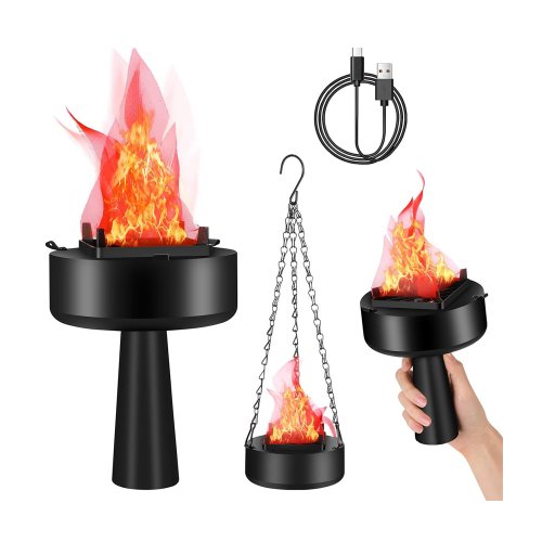 Image of Electric 3D Artificial Flame Night Light, Fake Fire, USB Rechargeable Torch, Halloween Party,Christmas, DC 5V