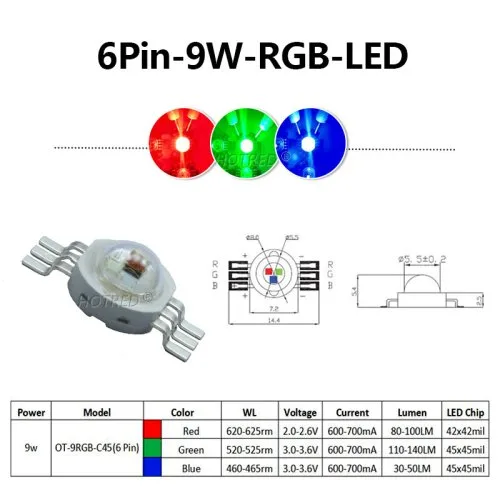 6pin 9W RGB