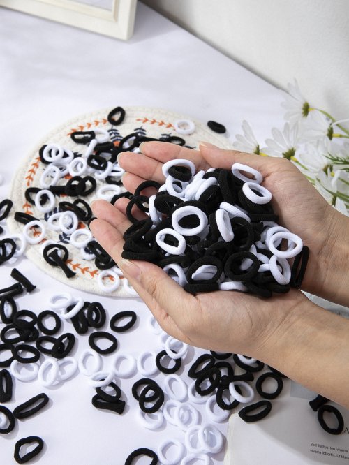 Immagine di 200/1000 pezzi fasce per capelli per ragazze nastri per capelli in nylon colorato elastici per bambi...