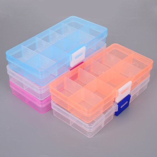 Afbeelding van Verstelbare Transparante Sieradenopbergdoos met 10 Slots – Draagbare Plastic Organizer voor Ringen, Oorbellen, Kralen en Medicijnen