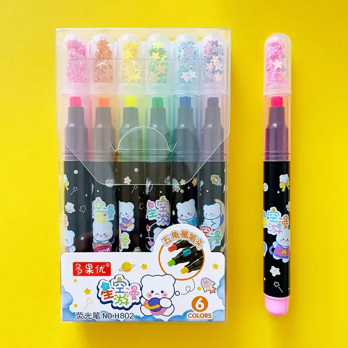 Image de Surligneur Kawaii Étoile - Ensemble de 6 Couleurs