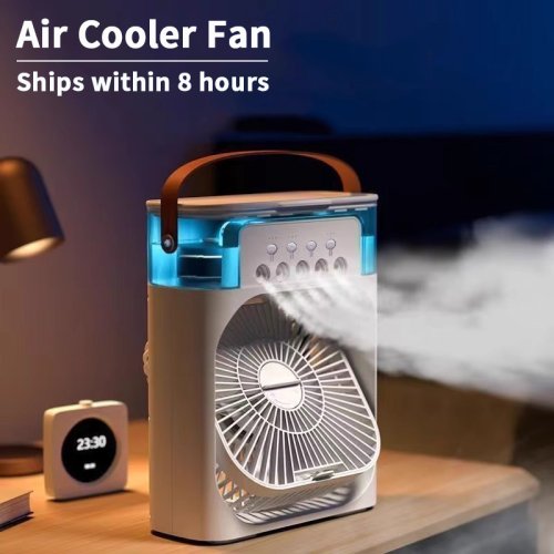 Afbeelding van 3-in-1 Mini Luchtkoeler met Ventilator, Luchtbevochtiger en LED Nachtlampje – Draagbare Airco voor Thuis en Kantoor