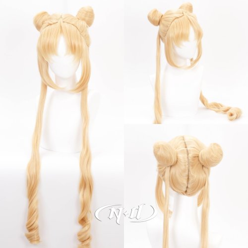Bild von ND Usagi Tsukino Cosplay Perücken Sailor Moon Anime Cosplay Lange Blonde Haar Perücken für Comic Con CoserHitzebeständige Synthetik