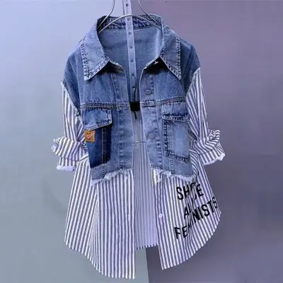 Image de Veste en Denim Décontractée Femme - Style Coréen
