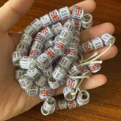 Image de Anneaux de Pigeon Personnalisés 8mm avec Drapeau Britannique