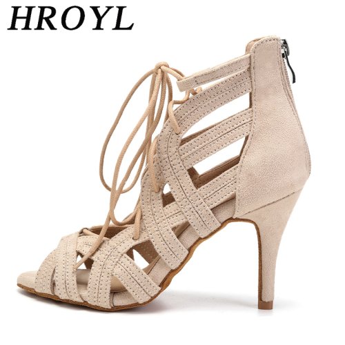 Image of HROYL Latin Dance Shoes Women Ballroom Dance Shoes Boots High Heels Sexy Zipper Professional Soft party Tango Salsa Jazz Waltz