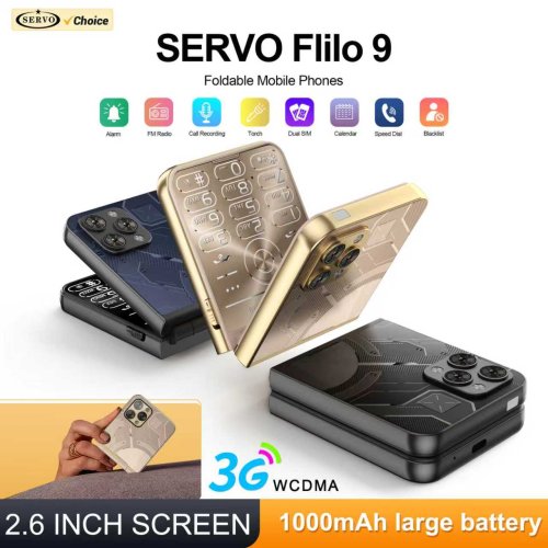 Afbeelding van SERVO Flilo9 Opvouwbare mobiele telefoon 3G WCDMA Dual SIM Standby Snelheidsknop Oproepopname FM-radio Blacklist-knop Flip mobiele telefoons