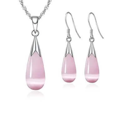 Image de Ensemble Bijoux Argent Sterling 925 - Opale & Œil de Chat