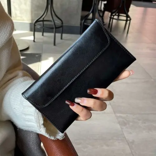 Image de Portefeuille Long Ultra Fin en Cuir - Élégant & Fonctionnel