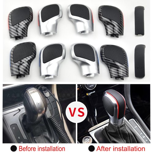 Afbeelding van Suède DSG Pookknop Gear Side Cover met DSG Emblem voor VW Golf 6, Golf 7R, GTI, Passat B7/B8, CC, R20, Jetta MK6 en GLI
