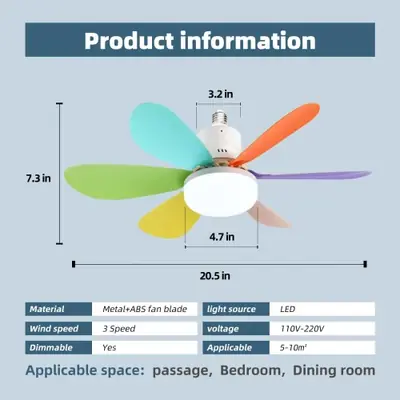 Image de Ventilateur de Plafond Mini LED avec Télécommande
