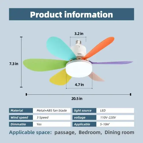 Image de Ventilateur de Plafond Mini LED avec Télécommande