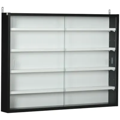 Vitrine Murale avec Portes Vitres - Étagères Réglables